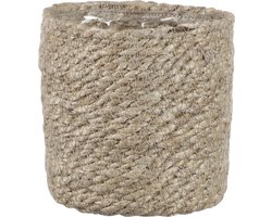 Mica Decorations Plantenpot - rotan - bruin - plantenmand - H12xD12 cm - naturel pot mand van gedraaid jute/riet - plastic binnenkant