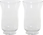 2x stuks trompet vazen glas transparant 14,5 x 24 cm - Transparante vazen van glas