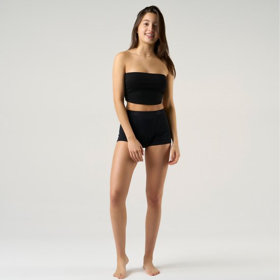 Moodies menstruatie & incontinentie ondergoed - Bamboe Boyshort - super kruisje - zwart - maat S - period underwear