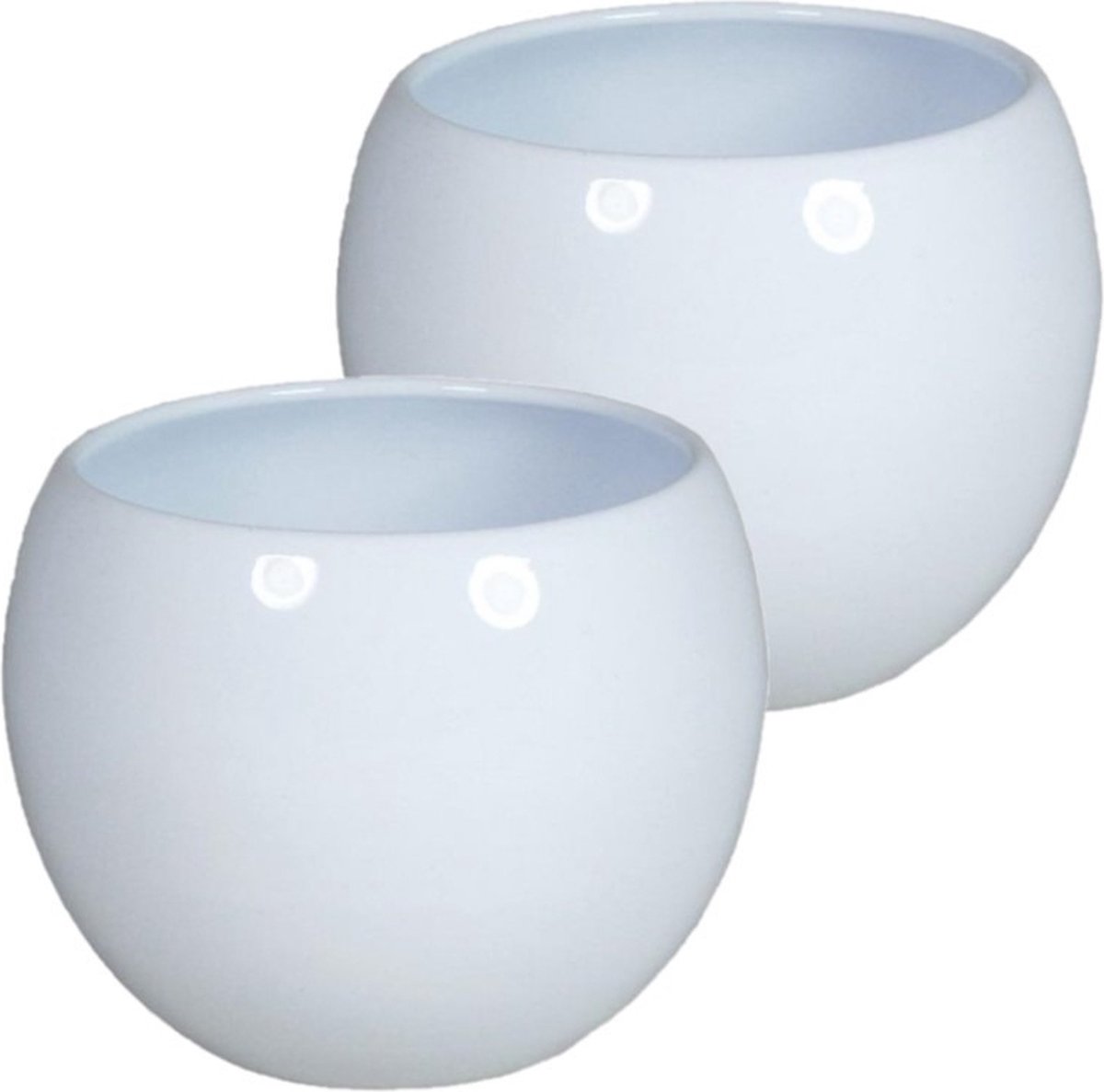 Set van 3x stuks bloempotten/plantenpotten van keramiek in glanzend wit met Diameter 11 cm en Hoogte 11 cm