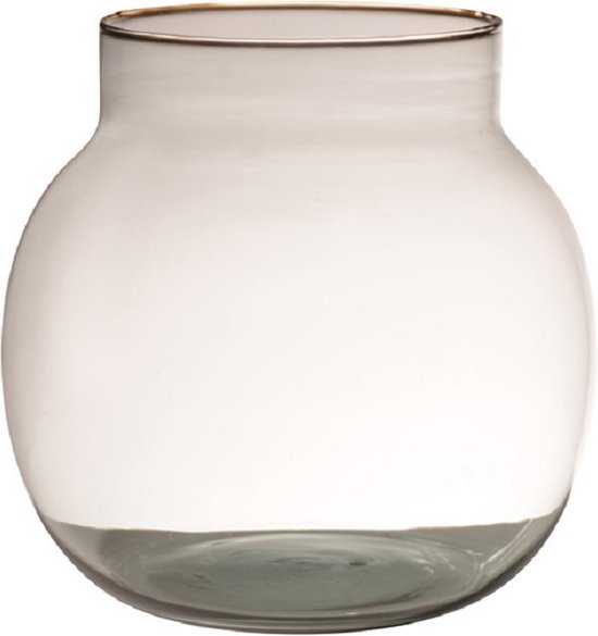 Vase bocal rond transparent/marron/vases en verre 20 x 19 cm - Vase  Fleurs/bouquet... | bol.com