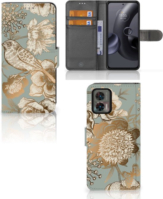 Hoesje geschikt voor Motorola Edge 30 Neo Vintage Bird Flowers