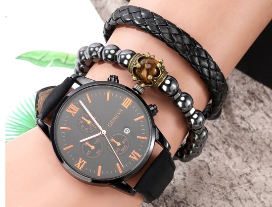 Montre Bracelet Homme Goodfellow & Co - Cadran Marron, Boîtier Et Bracelet Noir Réglable - Neuf Avec Boîte