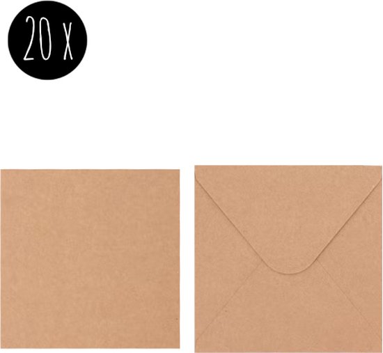 20 Kaarten en enveloppen 13 x 13 cm | kraft / naturel | kaarten maken | bol.com