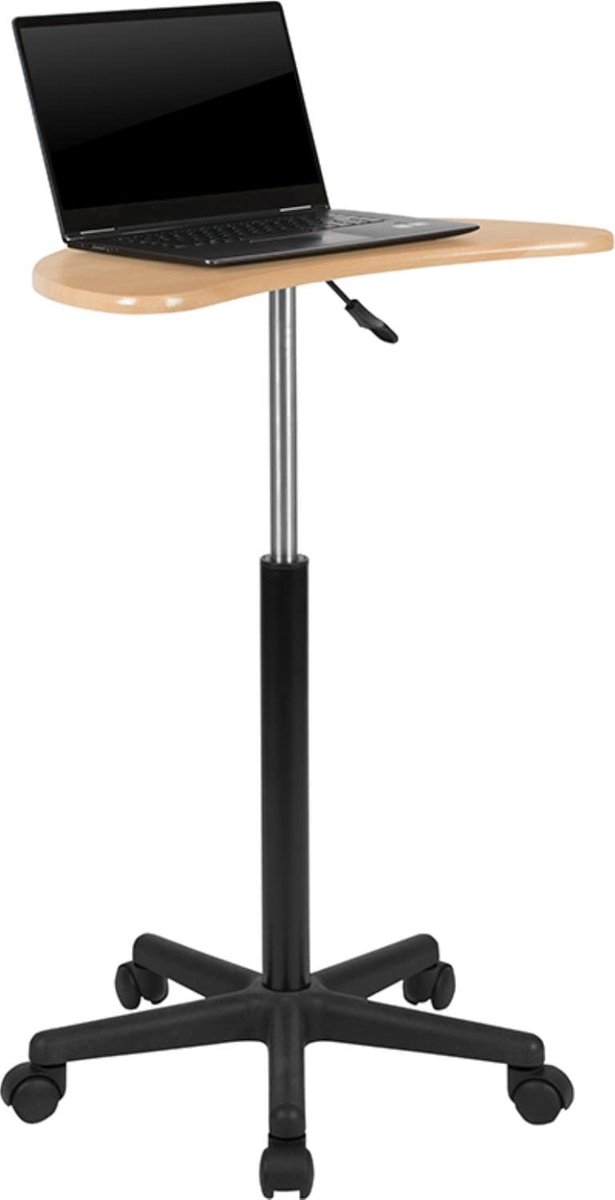 Oprolbare Bedtafel Laptop - In Hoogte Verstelbaar 61,5-96,5 Cm, Kantelbaar Met Wielen, Zwart