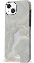 xoxo Wildhearts Marble Green Illusion - Double Layer - Hoesje geschikt voor iPhone 14 - Marmer hoesje shockproof groen - Hard Case geschikt voor iPhone 14 - Groen