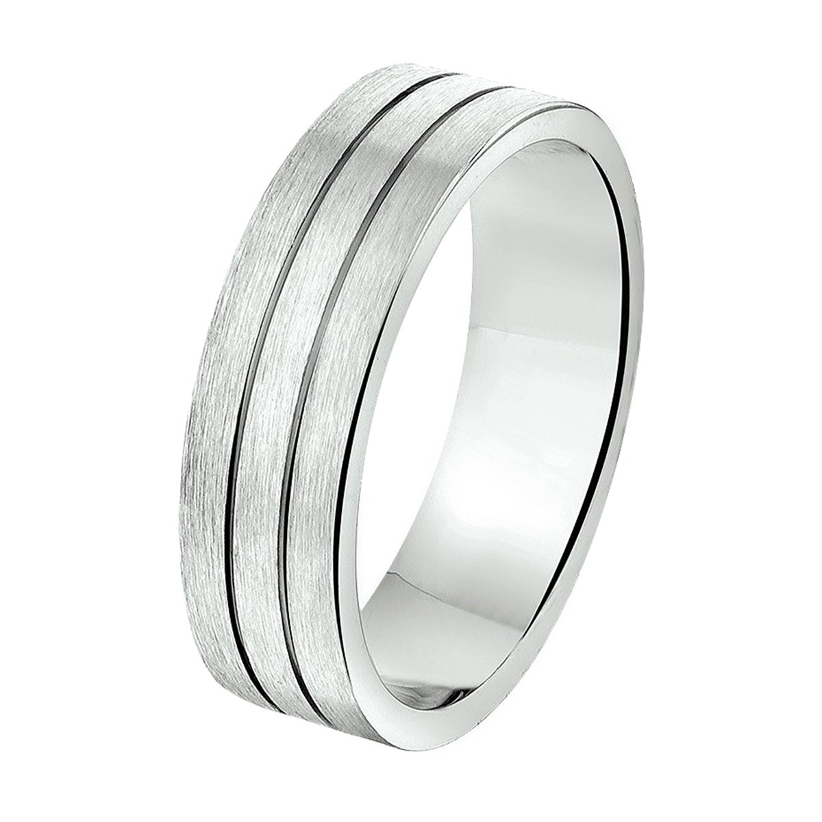 Zilver Gerhodineerde Ring A207 - 6 mm - zonder cz 1315242 19.50 mm (61)