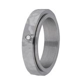 Lucardi Dames Gerecycled stalen anxiety ring gehamerd - Ring - Staal - Zilverkleurig - 16 / 50 mm
