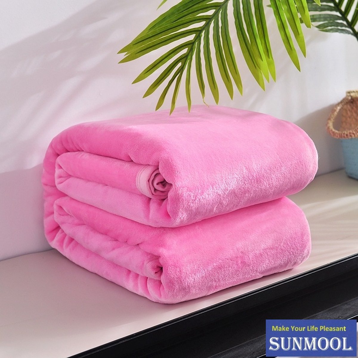 SUNMOOL Fleece Deken - Hoogwaardige deken - 200 X 230cm - Roze