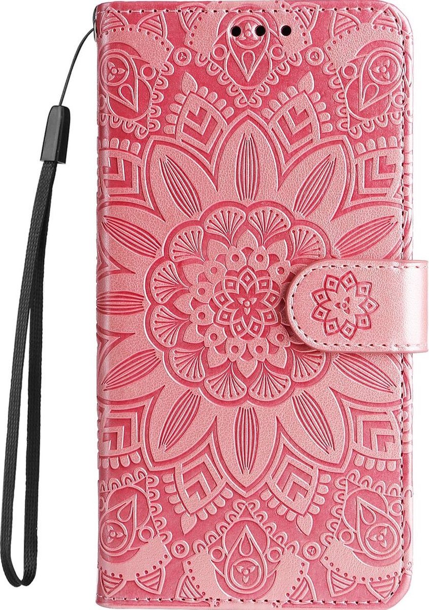 Mobigear Telefoonhoesje geschikt voor Samsung Galaxy S23 Hoesje | Mobigear Sunflower Bookcase Portemonnee | Pasjeshouder voor 2 Pasjes | Telefoonhoesje voor Pinpas / OV Kaart / Rijbewijs - Roze