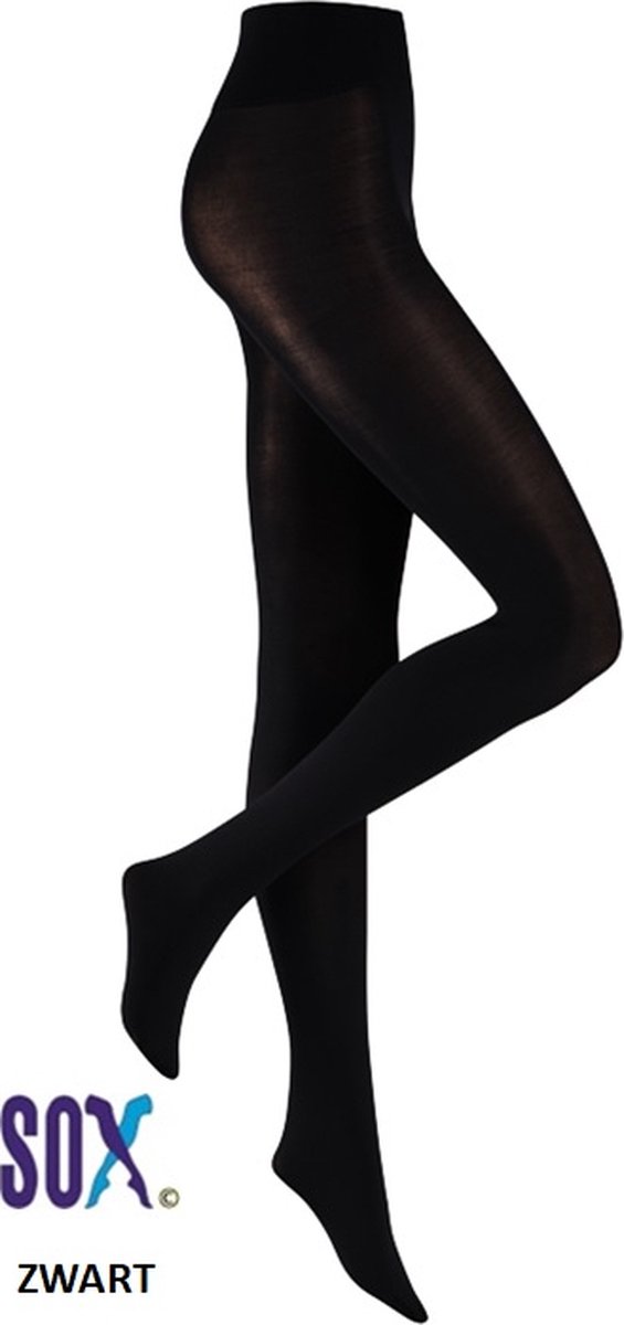 SOX Panty 60 Den Opaque Zwart XXL Supersterk met rugstuk en kruisje in de broek