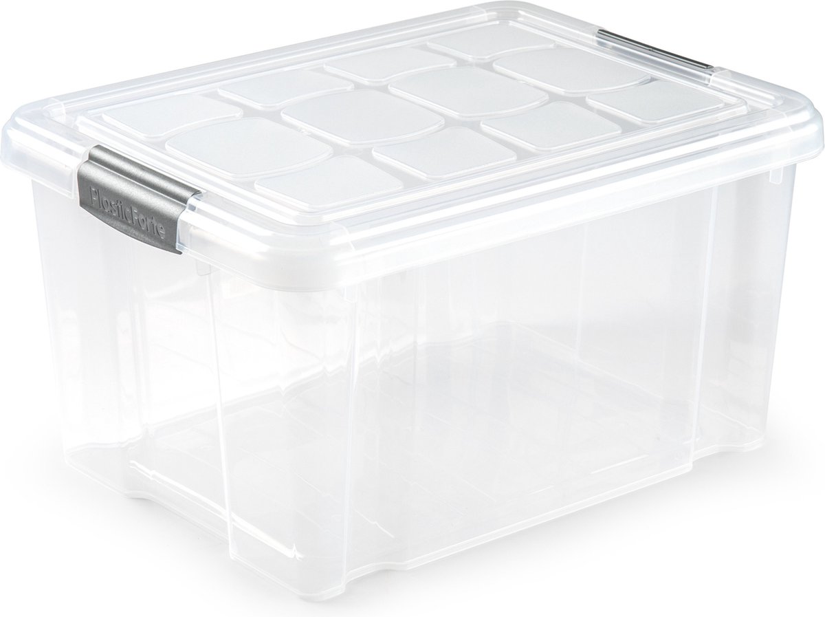 1x Opslagbakken/organizers met deksel 25 liter 42 cm transparant - Opbergbox