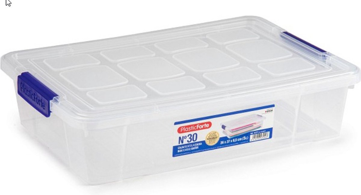 Opslagbak/organizer met deksel 5 liter transparant - Opbergbakken - 26 x 40 x 8,5 cm
