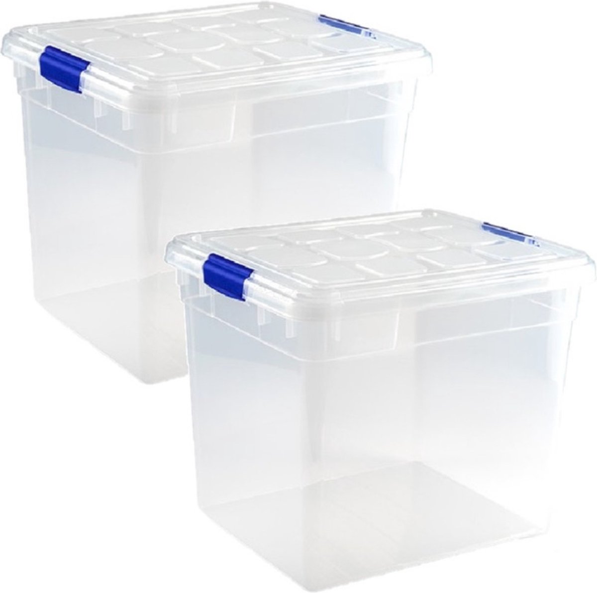 Plasticforte Opbergbox met deksel - 3x stuks - 35 liter - transparant - kunststof - opbergkist