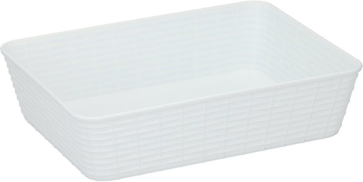 Edco Opbergmandjes - 6x - kunststof - wit - 25 x 19 x 6 cm - mandje - rechthoekig