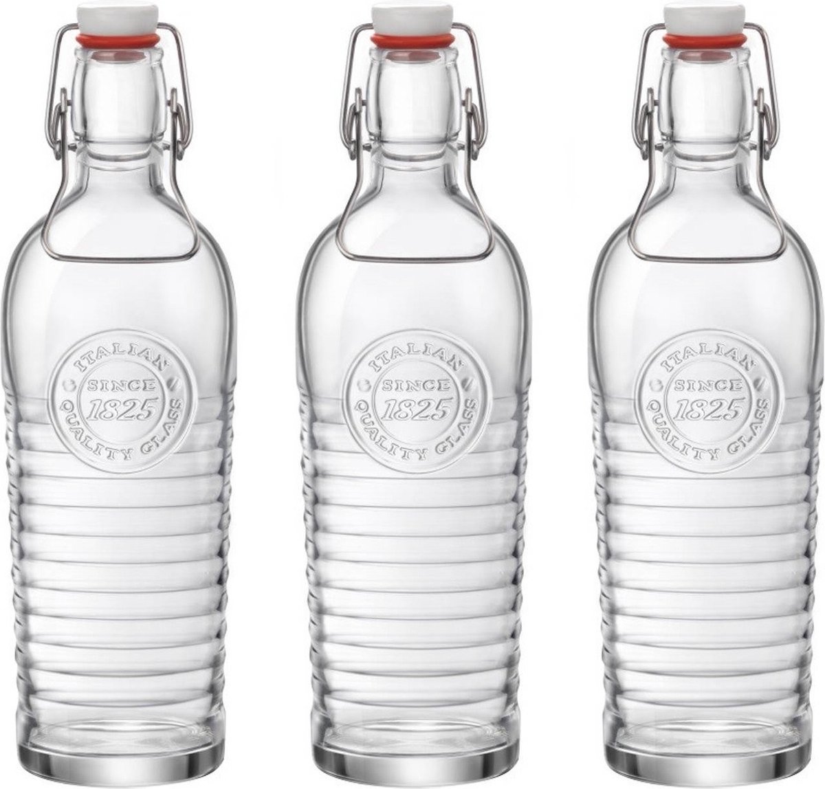 Set van 6x stuks glazen beugelflessen/weckflessen transparant met beugeldop 1,2 liter - Inmaakflessen van glas - Limonadeflessen