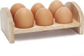 Ei rekje/houder van hout voor 6 eieren 17 x 10 cm - Eierrekje - Eierkistje