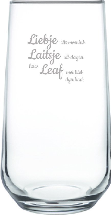 Verre à boire gravé - 47cl - Feuille Liebje Laitsje