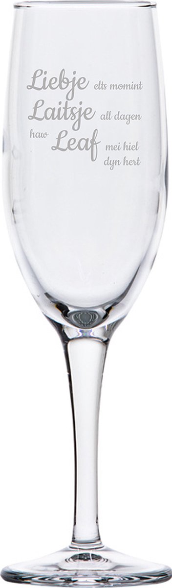 Champagneglas gegraveerd - 16,5cl - Liebje Laitsje Leaf