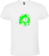 Wit T-Shirt met “ Halloween Chucky “ afbeelding Neon Groen Size XXXXL