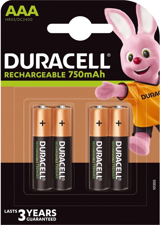 Duracell Rechargeable AAA 750mAh batterijen - 4 stuks