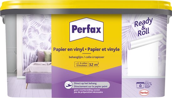 Perfax Ready & Roll Behanglijm Papier & Vinyl 4,5 | Eenvoudig en Snel Behangen | Voor Papier en Vinyl .