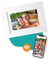 Digitale fotolijst met WiFi en Frameo App – Fotokader - 8 inch - Pora – HD+ -IPS Display – Wit - Micro SD - Touchscreen