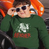 Foute Kersttrui Groen Kind - Sleigher Kerstman (7-8 jaar - MAAT 122/128) - Kerstkleding voor jongens & meisjes