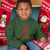 Foute Kersttrui Groen Kind - Keep Calm It's Only Christmas Red (7-8 jaar - MAAT 122/128) - Kerstkleding voor jongens & meisjes