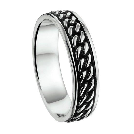 Schitterende Zilveren Brede Ring Schakels 21.50 mm. (maat 67) model 270