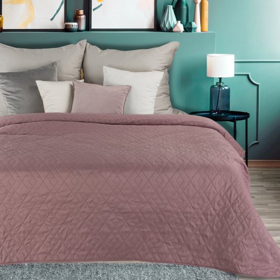 Oneiro’s luxe BONI Type 2 Beddensprei roze - 170x210 cm – bedsprei 2 persoons – beddengoed – slaapkamer – spreien – dekens – wonen – slapen