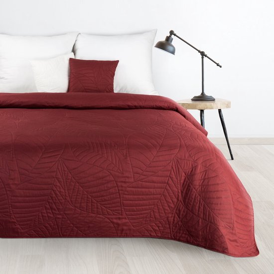 Oneiro’s luxe BONI Type 6 Beddensprei Rood - 200 x 220 cm – bedsprei 2 persoons - beige – beddengoed – slaapkamer – spreien – dekens – wonen – slapen