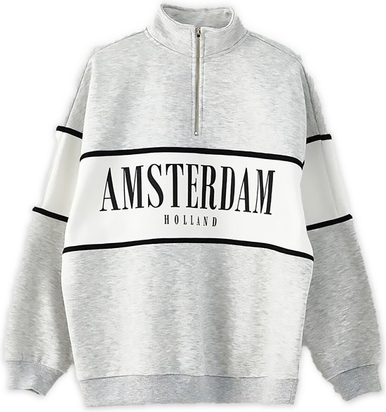 LCW Amsterdam Sweatshirt, Damessweatshirt met opstaande kraag en lange mouwen - Maat : M-L
