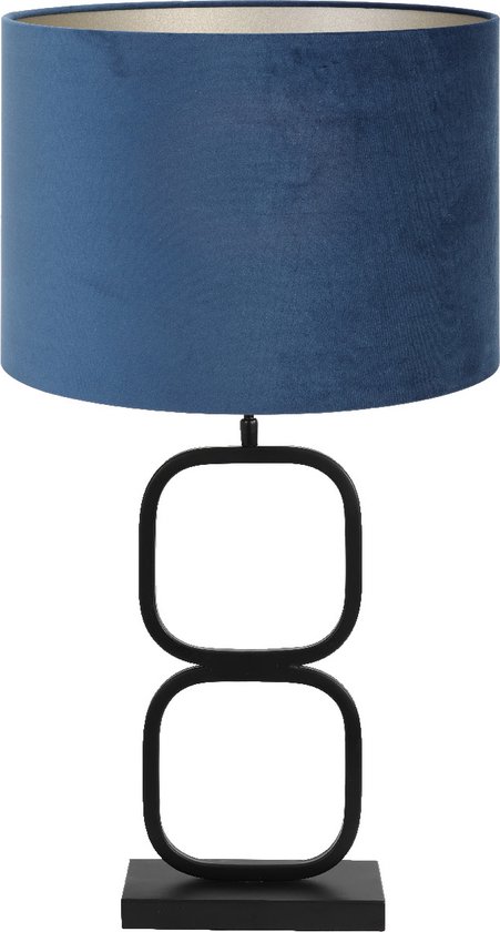 Light & Living Tafellamp Lutika/Velours - Zwart/Blauw - Ø30x67cm -
