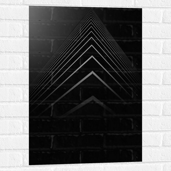 WallClassics - Muursticker - Stapel Zwarte Abstracte Platen - 50x75 cm Foto op Muursticker