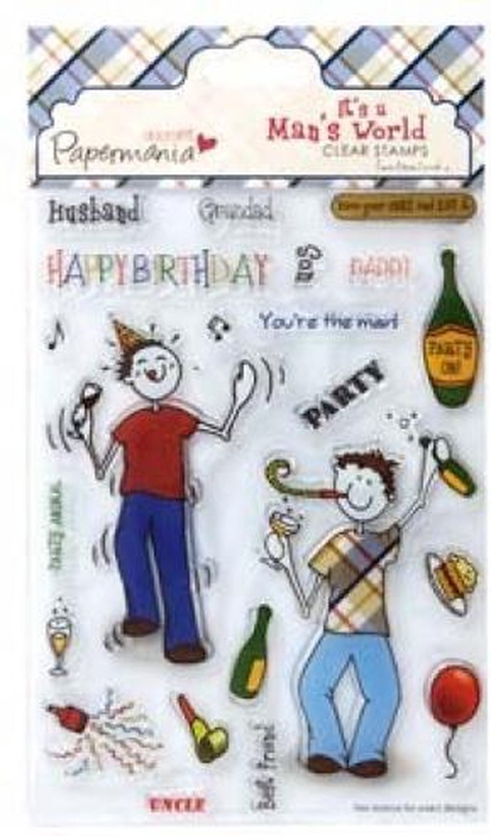 5x7 clear stamps - its a mans world (1pk) party animal