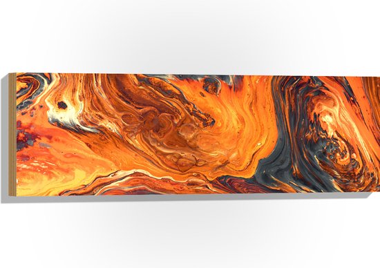 WallClassics - Bois - Mélange Peinture Oranje/ Noir - 90x30 cm - 12 mm  d'épaisseur 