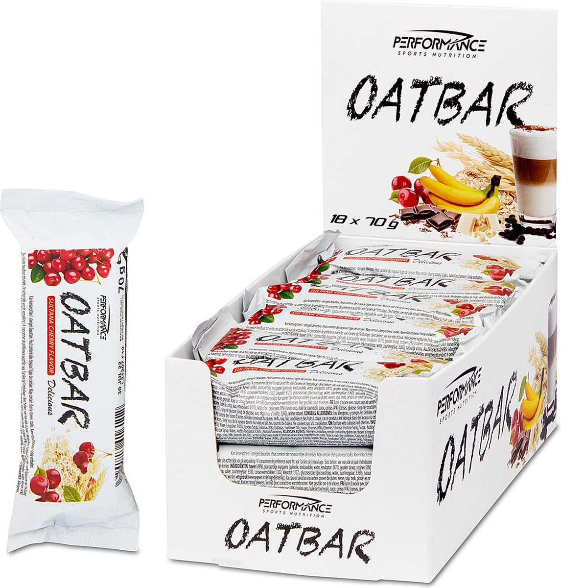 Oat Bar (Sultana Cherry - 18 x 70 gram) - PERFORMANCE - Eiwitrepen - Energierepen - Sportvoeding - Haver - Havervlokken