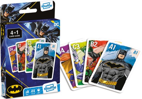 Shuffle Gioco Di Carte Batman 4 In 1 Per Bambini - Snap, Coppie, Famiglie Felici + Gioco Azione