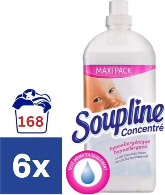 Soupline - Adoucissant - Hypoallergénique - 6 x 650ml (168 lavages) |  bol.com