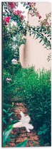 WallClassics - Dibond - Hangende Roze Bloemen - 20x60 cm Foto op Aluminium (Met Ophangsysteem)