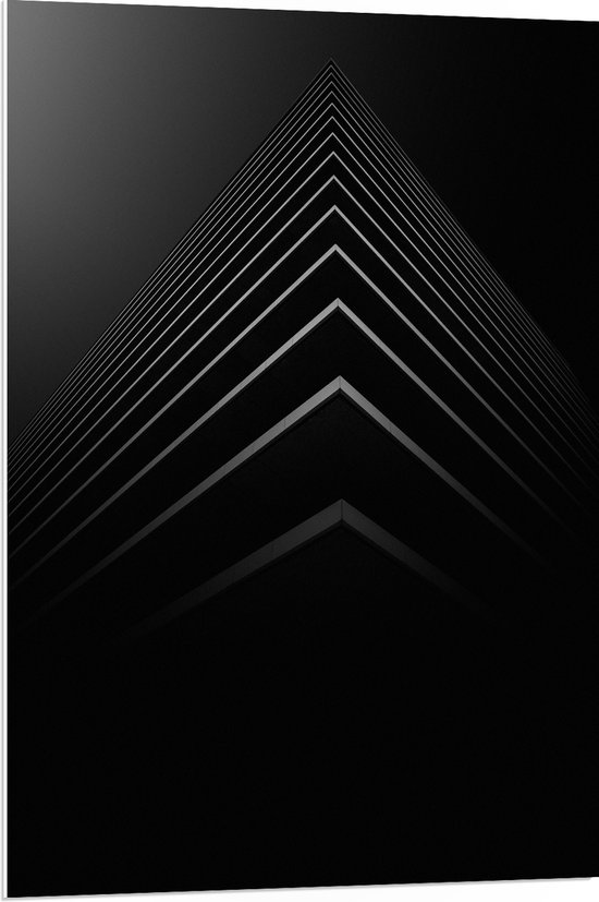 WallClassics - PVC Schuimplaat- Stapel Zwarte Abstracte Platen - 70x105 cm Foto op PVC Schuimplaat