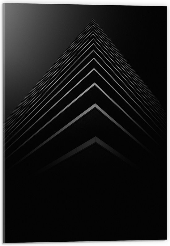 WallClassics - Acrylglas - Stapel Zwarte Abstracte Platen - 40x60 cm Foto op Acrylglas (Wanddecoratie op Acrylaat)