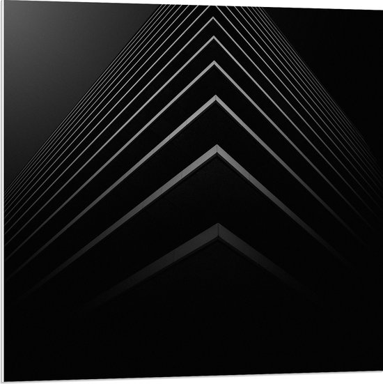 WallClassics - PVC Schuimplaat - Stapel Zwarte Abstracte Platen - 80x80 cm Foto op PVC Schuimplaat (Met Ophangsysteem)