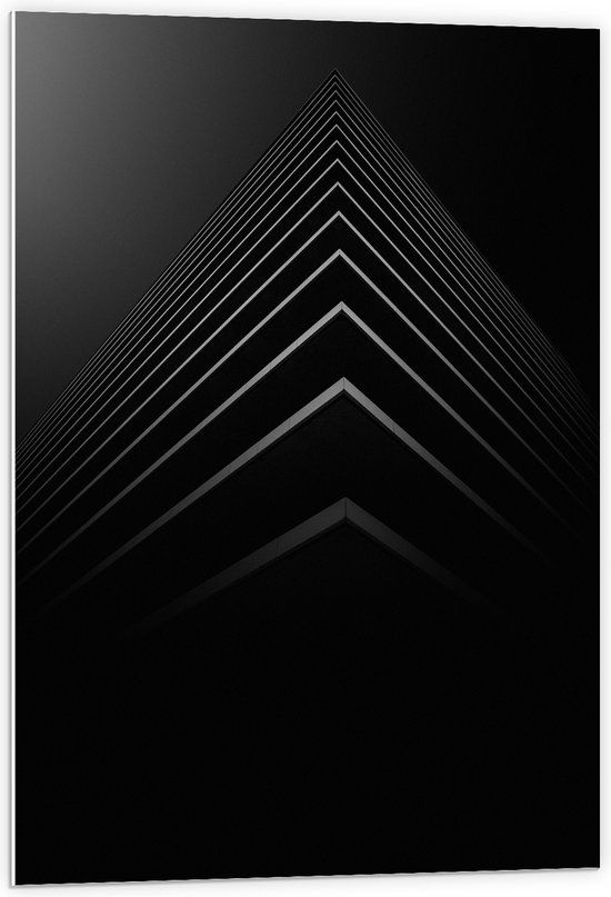 WallClassics - PVC Schuimplaat - Stapel Zwarte Abstracte Platen - 60x90 cm Foto op PVC Schuimplaat (Met Ophangsysteem)