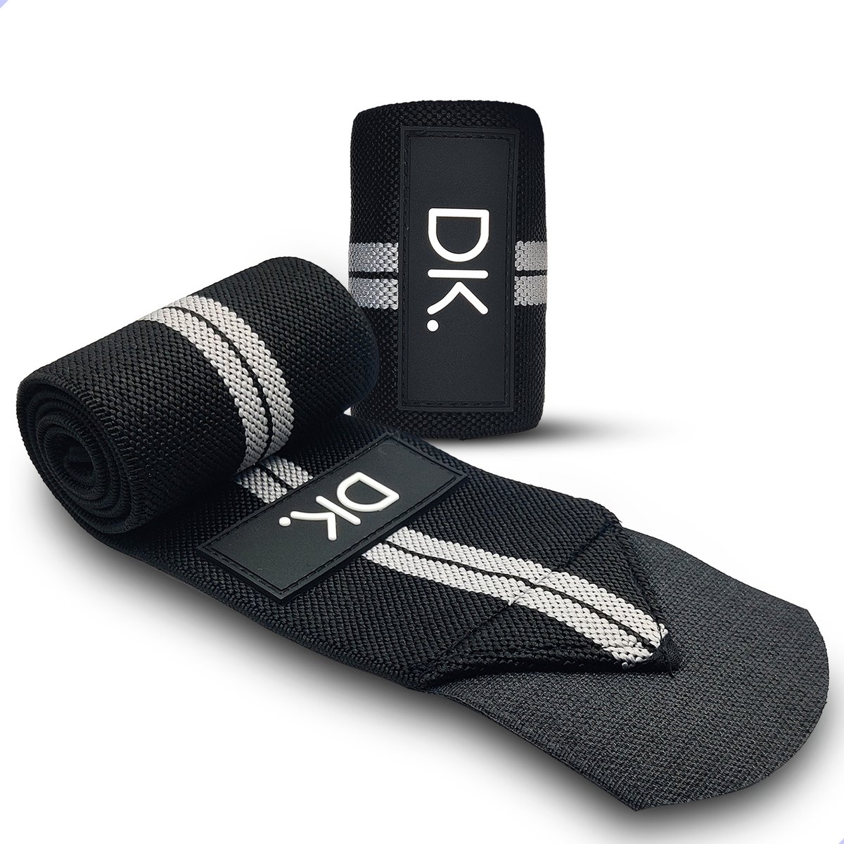 DK.® Wrist Wraps voor Fitness & Crossfit - Polsbanden voor Krachttraining - Polsbrace - Polsbandage - 2 stuks - Grijs/Zwart