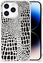Back Cover Siliconen Hoesje Geschikt voor iPhone 14 Pro GSM Hoesje met doorzichtige rand Slangenprint