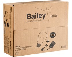 10 stuks Verhuisfitting E27 met 15cm kabel en LED lamp E27 10W 4000K 830lm