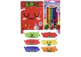 Fruity-squad 12 kleurpotloden + etui + kleurboek met stickers combi voordeel