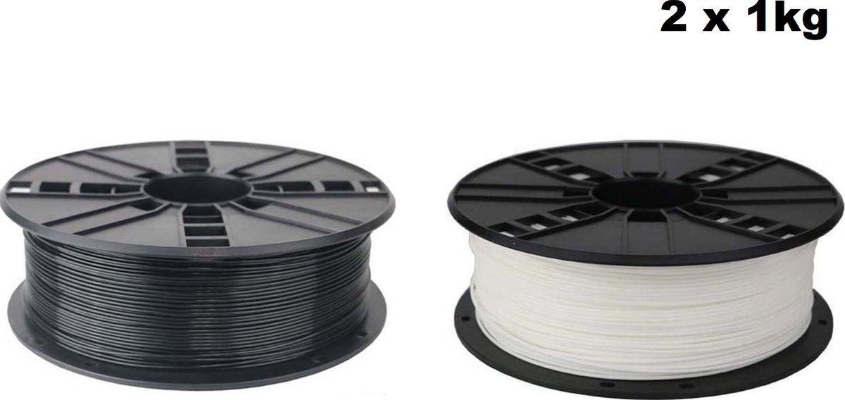 Gembird PLA Filament - 1.75mm - 1kg- Voordeelset - Zwart en Wit - 3D printer filament
